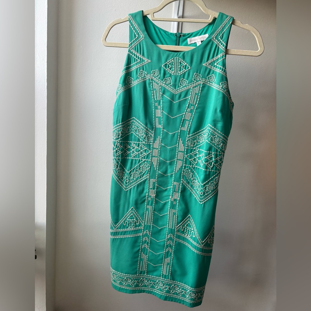 Elegant  Turquoise Embroidered Dress